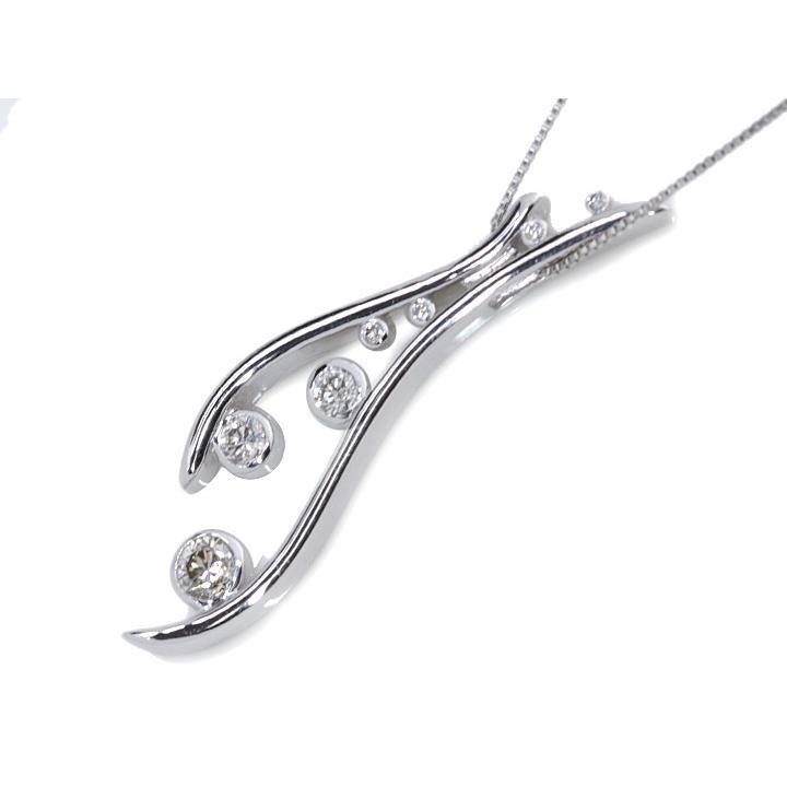 ダイヤモンド 合計0.43ct 肉厚 PT950/PT850 プラチナ ペンダントネックレス 優美な縦ライン VS級ダイヤ 受注品の画像
