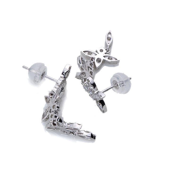 ダイヤモンド 1.00カラット   K18WGホワイトゴールド ピアス 眩しく煌めくダイヤ フープピアス 受注品の画像