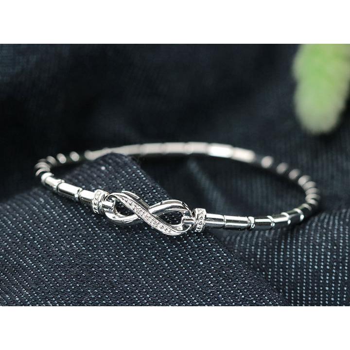 ダイヤモンド 0.01カラット   PT950 プラチナ950（K18） ブレスレット ストレッチジュエリー メビウスデザイン 受注品 /Ycollectionワイコレクション/送料無料 |  | 01