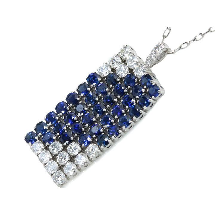 サファイア 1.90カラット ダイヤモンド 0.70カラット PT プラチナ ペンダントネックレス しなやかな動き 受注品 /Ycollectionワイコレクション/送料無料の画像