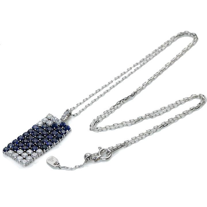 サファイア 1.90カラット ダイヤモンド 0.70カラット PT プラチナ ペンダントネックレス しなやかな動き 受注品 /Ycollectionワイコレクション/送料無料の画像