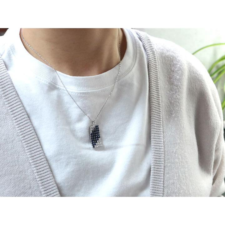 サファイア 1.90カラット ダイヤモンド 0.70カラット PT プラチナ ペンダントネックレス しなやかな動き 受注品 /Ycollectionワイコレクション/送料無料の画像