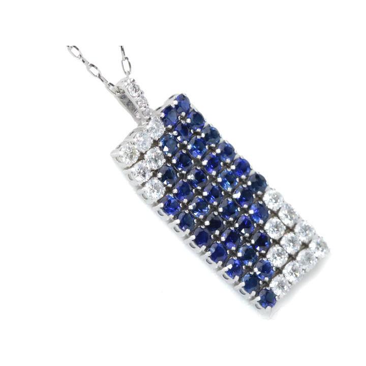 サファイア 1.90カラット ダイヤモンド 0.70カラット PT プラチナ ペンダントネックレス しなやかな動き 受注品 /Ycollectionワイコレクション/送料無料の画像