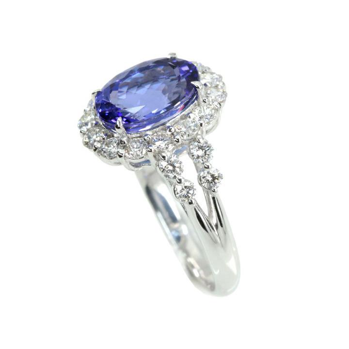 タンザナイト 2.92カラット ダイヤモンド 0.93カラット PT900 プラチナ900 リング・指輪 大粒 濃厚な青紫 豪華ダイヤ取り巻き