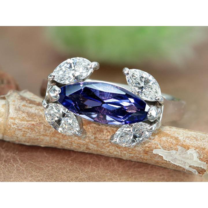 PT900 タンザナイト 1.86ct リング/リボン キャンディ 9号 ソ付き