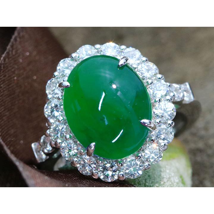 翡翠・ヒスイ 4.84カラット ダイヤモンド 1.20カラット PT950 プラチナ