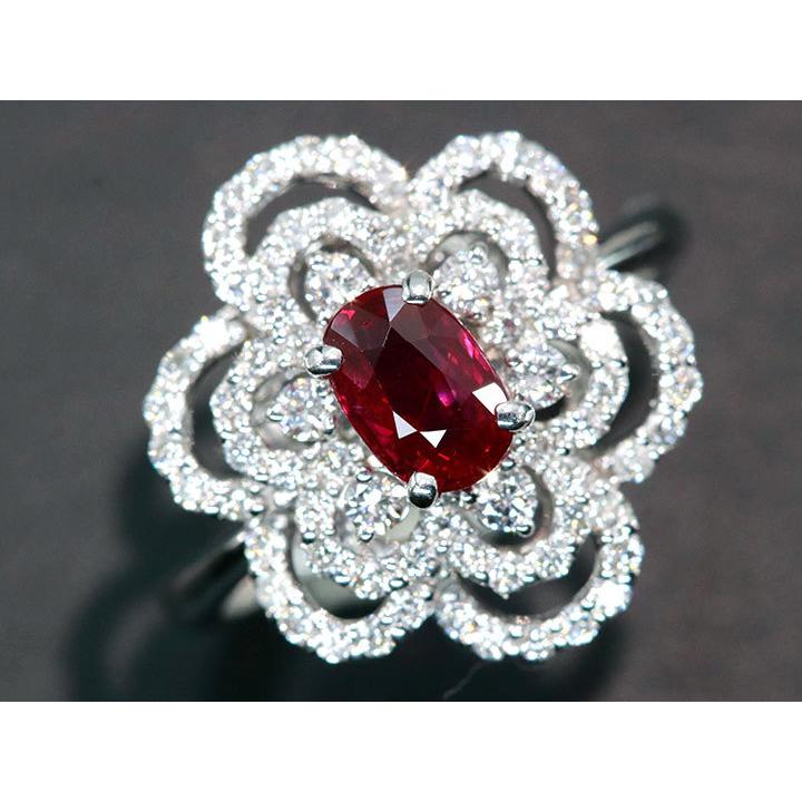 ご予約【ノーヒート！ピジョンブラッド★クラシカルな豪華ダイヤ取り巻きデザイン】 ノーヒート！ピジョンブラッド☆クラシカルな豪華ダイヤ取り巻きデザイン】