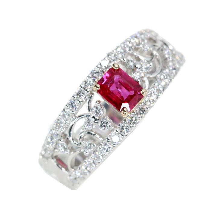 ルビー 0.48カラット ダイヤモンド PT900/K18PG プラチナ900・ピンク  