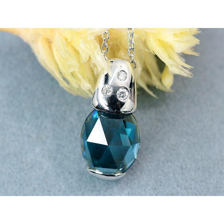 K18WG】ブルートパーズ ネックレス ペンダント付 ホワイトゴールド