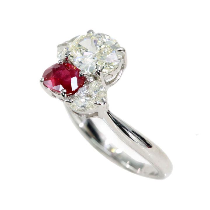 ダイヤモンド 1.044カラット M SI1 ルビー 0.52ラットPT900 プラチナ