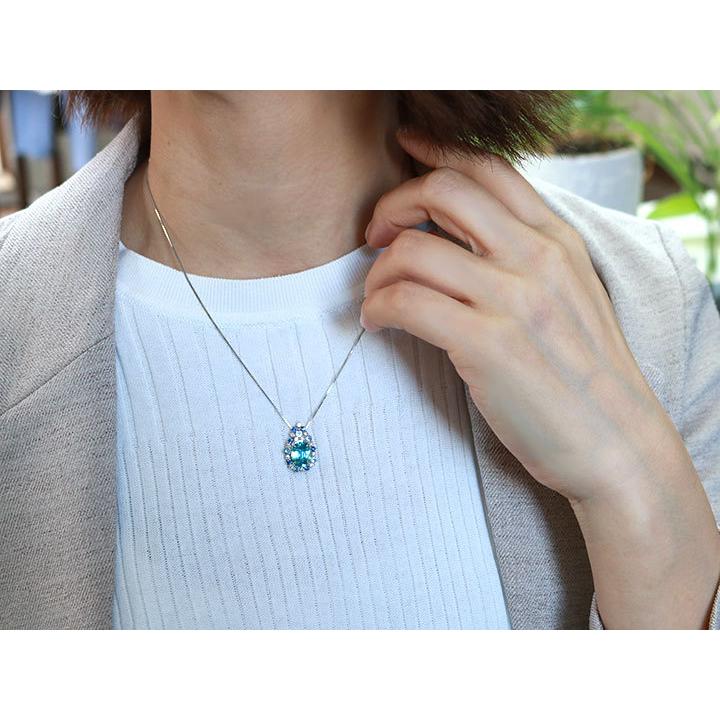 ブルージルコン 4.25カラット ダイヤモンド 0.22ct＆サファイヤ