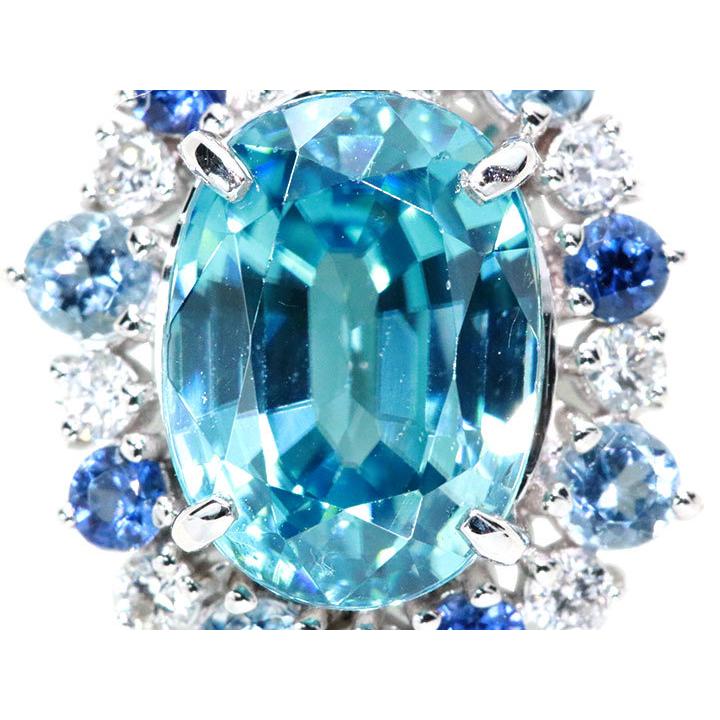 ブルージルコン 4.25カラット ダイヤモンド 0.22ct＆サファイヤ
