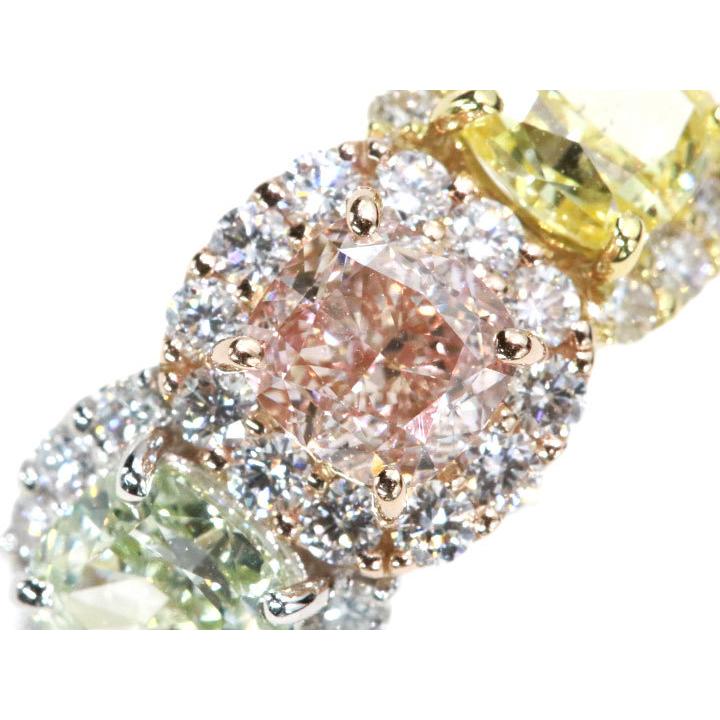 ピンクダイヤモンド1.037ct&イエローダイヤモンド1.015ct&グリーン  