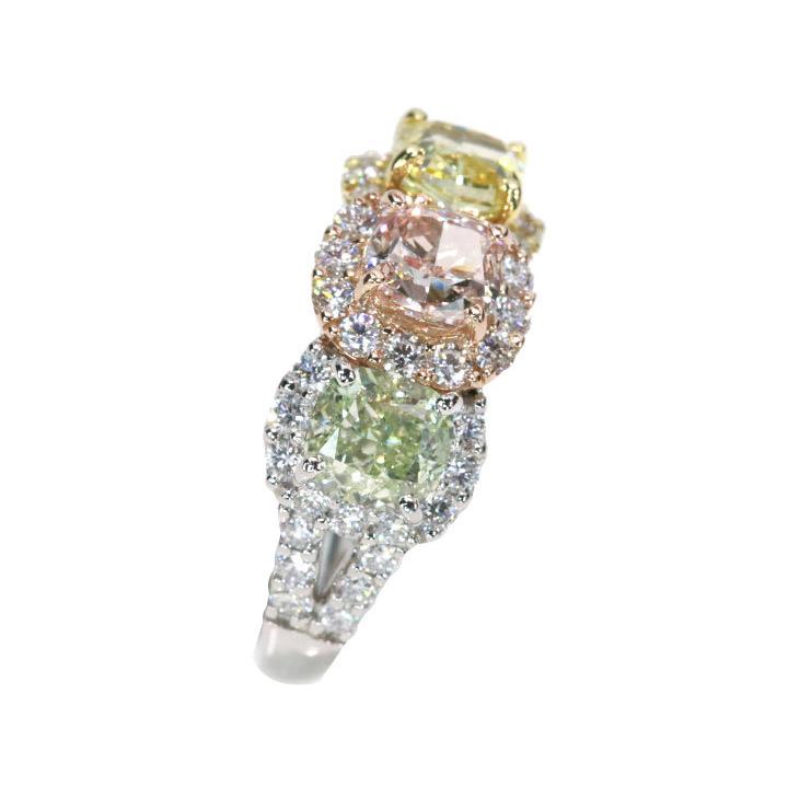 ピンクダイヤモンド1.037ct&イエローダイヤモンド1.015ct&グリーン  