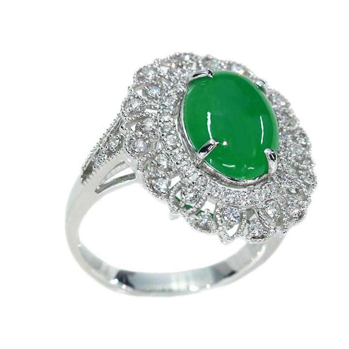 翡翠・ヒスイ 3.64カラット ダイヤモンド 0.43カラット PT950 プラチナ