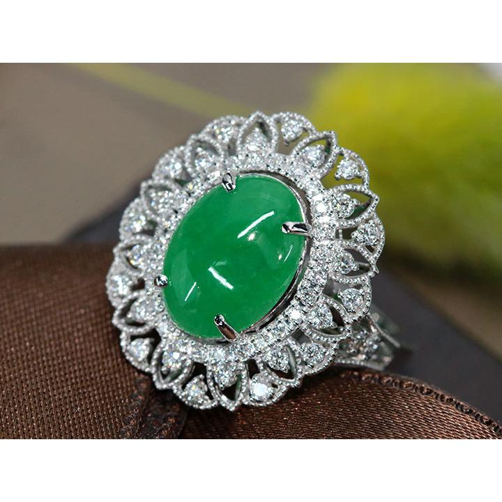 翡翠・ヒスイ 3.64カラット ダイヤモンド 0.43カラット PT950 プラチナ