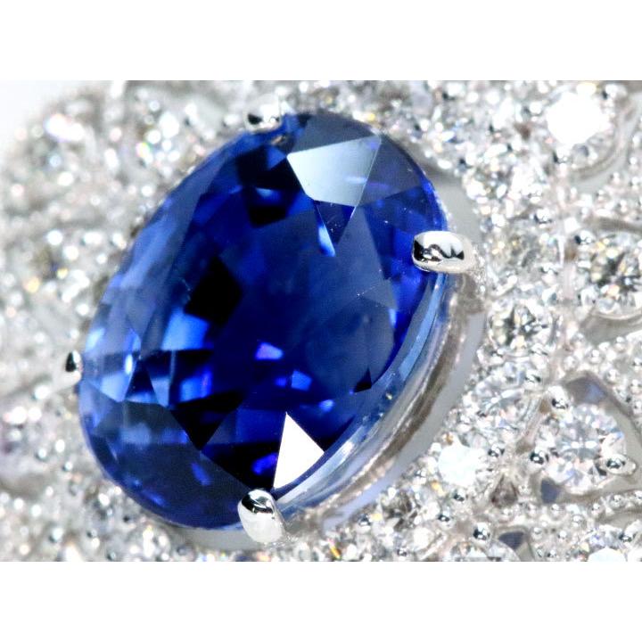 サファイア2カラット、ダイヤ0.43カラット、プラチナ900ペンダントトップ