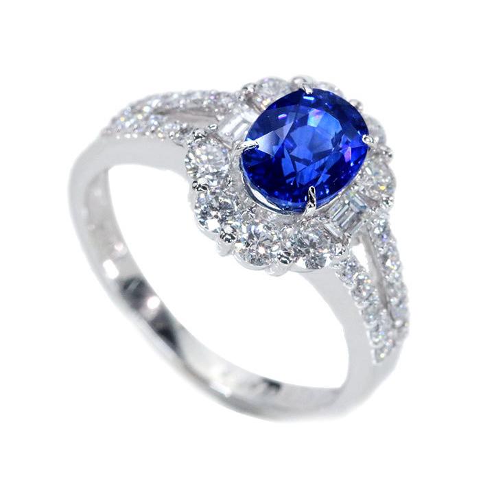 pt900 サファイア２連風　リング k-4-16g0022【4.5cts サファイア&2.32cts ダイヤモンド】Pt900リング