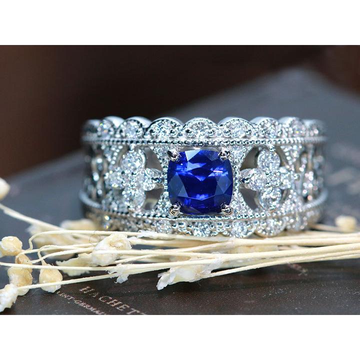 夏季 特別価格 Pt900 プラチナ ダイアモンド サファイア リング Dカラー