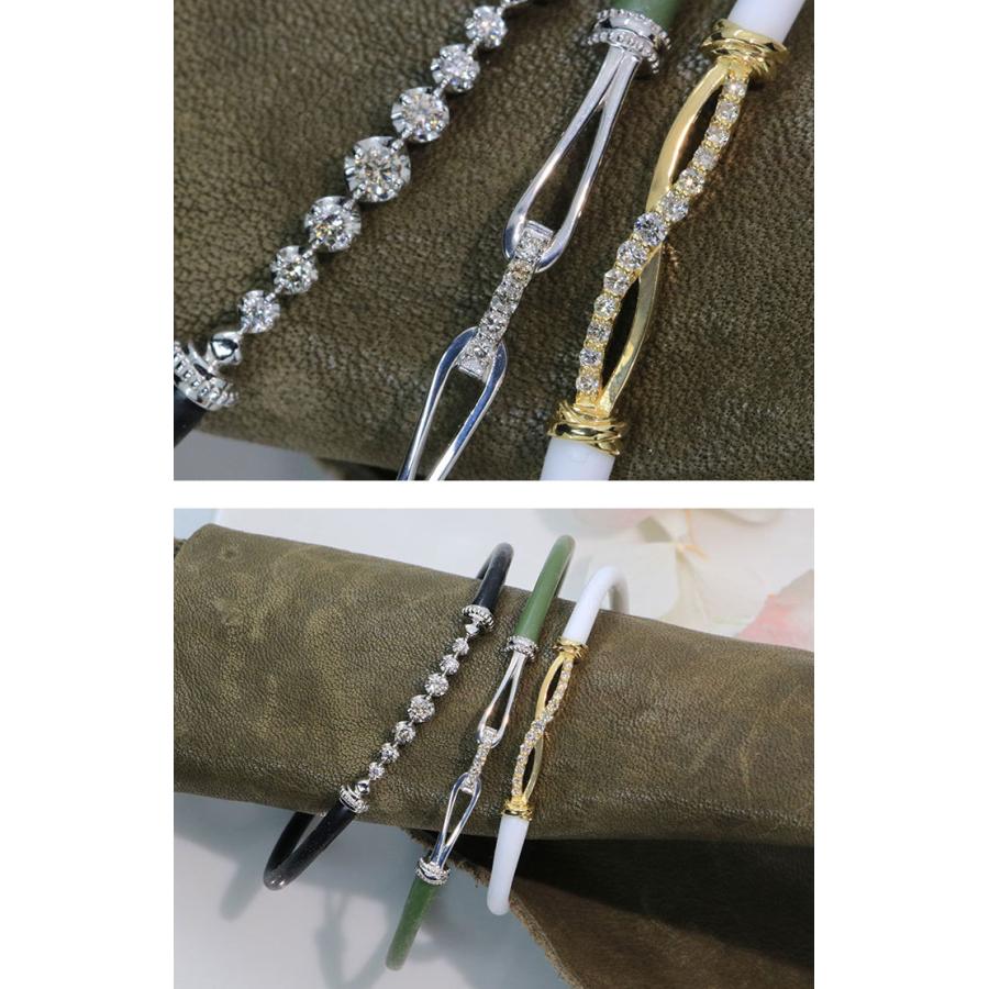 ギフト応援プライス ダイヤモンド 0.07ct ×ラバー（８色）K18YG/K18PG/K18WG/PT（選べる地金） ブレスレット デザインA 重ねつけ ペア 男女兼用 最新 受注品の画像