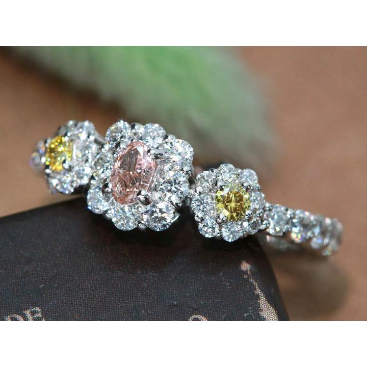 ピンクダイヤモンド 0.179カラット＆イエローダイヤモンド 0.054 