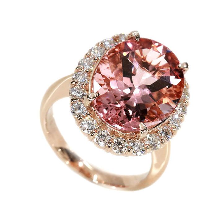 [値下げ依頼可】K18 PG モルガナイト1.4ctダイヤパヴェリング#12号 値下げ依頼可】K18 PG モルガナイト1.4ctダイヤパヴェリング#12