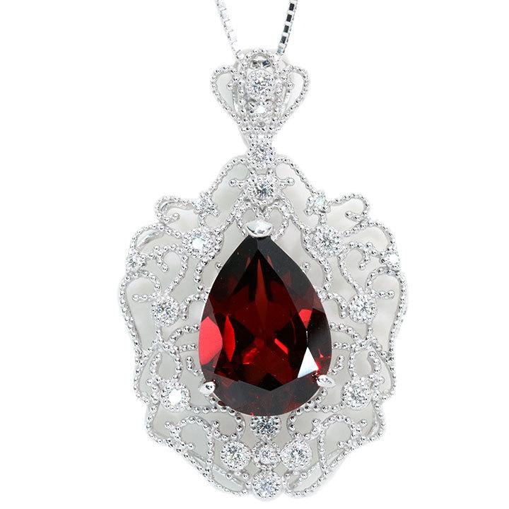 すずらん K18WG ホワイトゴールド ペンダント ガーネット9.5ct 4.48 g