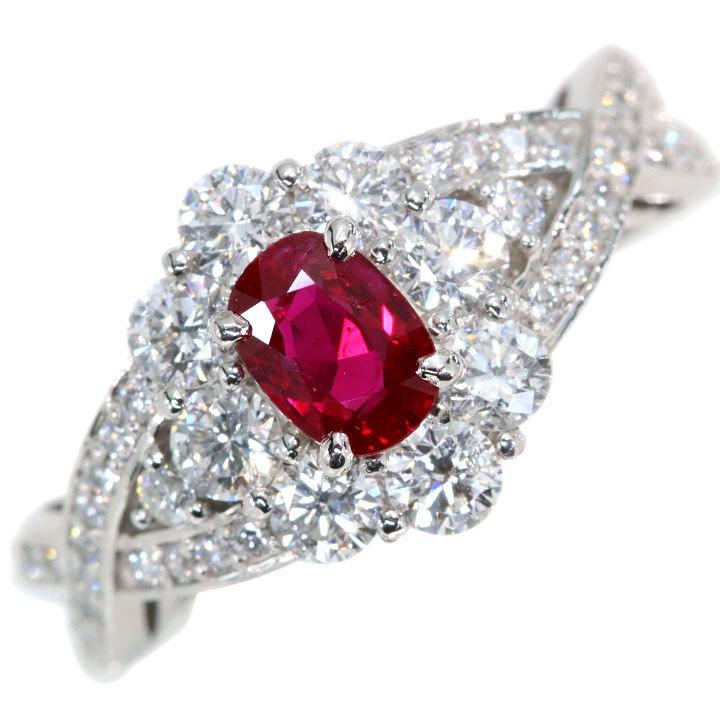 非加熱（ノンヒート）ルビー ピジョンブラットプラチナ900リング 11号