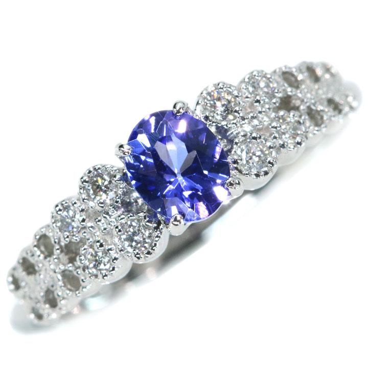 タンザナイト 0.42カラット ダイヤモンド 0.07カラット PT900 プラチナ
