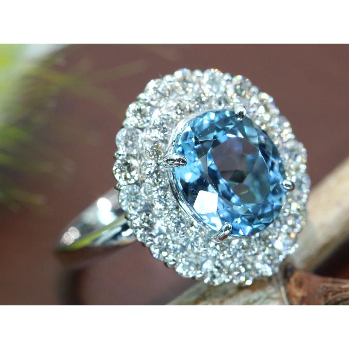ブラジル産サンタマリアアクアマリン0.4ct ダイヤモンド0.5ct プラチナ 