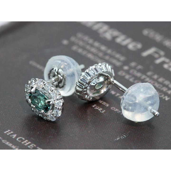アレキサンドライト 0.22カラット ダイヤモンド 0.06カラット×2 PT900 プラチナ900 ピアス（イヤリング加工可） 見事なカラーチェンジ 稀少石 1点ものの画像
