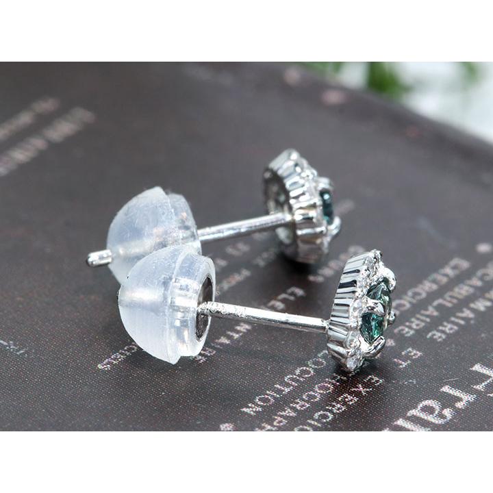 アレキサンドライト 0.22カラット ダイヤモンド 0.06カラット×2 PT900 プラチナ900 ピアス（イヤリング加工可） 見事なカラーチェンジ 稀少石 1点ものの画像
