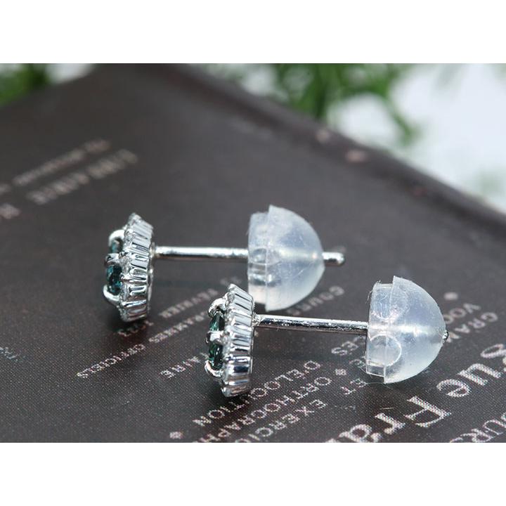 アレキサンドライト 0.22カラット ダイヤモンド 0.06カラット×2 PT900 プラチナ900 ピアス（イヤリング加工可） 見事なカラーチェンジ 稀少石 1点ものの画像