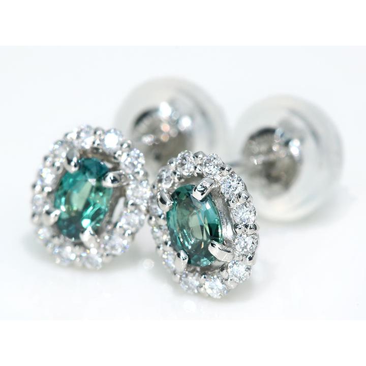 アレキサンドライト 0.22カラット ダイヤモンド 0.06カラット×2 PT900 プラチナ900 ピアス（イヤリング加工可） 見事なカラーチェンジ 稀少石 1点ものの画像