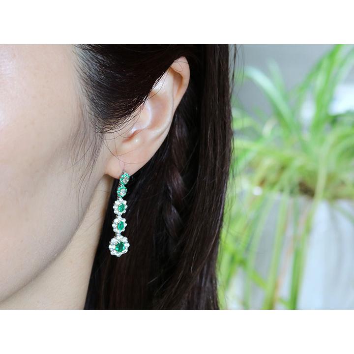 新品K18YG エメラルド0.32ctダイヤモンドピアス鑑別付