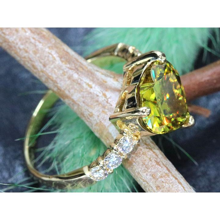 スフェーン 2.54カラット ダイヤモンド 0.26カラット K18YG イエロー