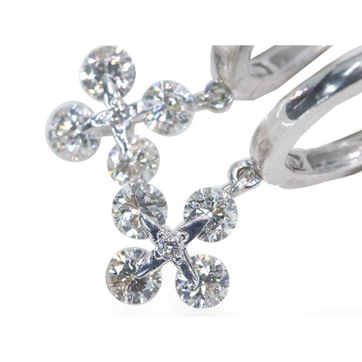 JG6★高級 ダイヤモンド約0.6ct K18WG ピアス ダイヤモンド 0.6カラット フープ 上質ダイヤのクローバー K18WG