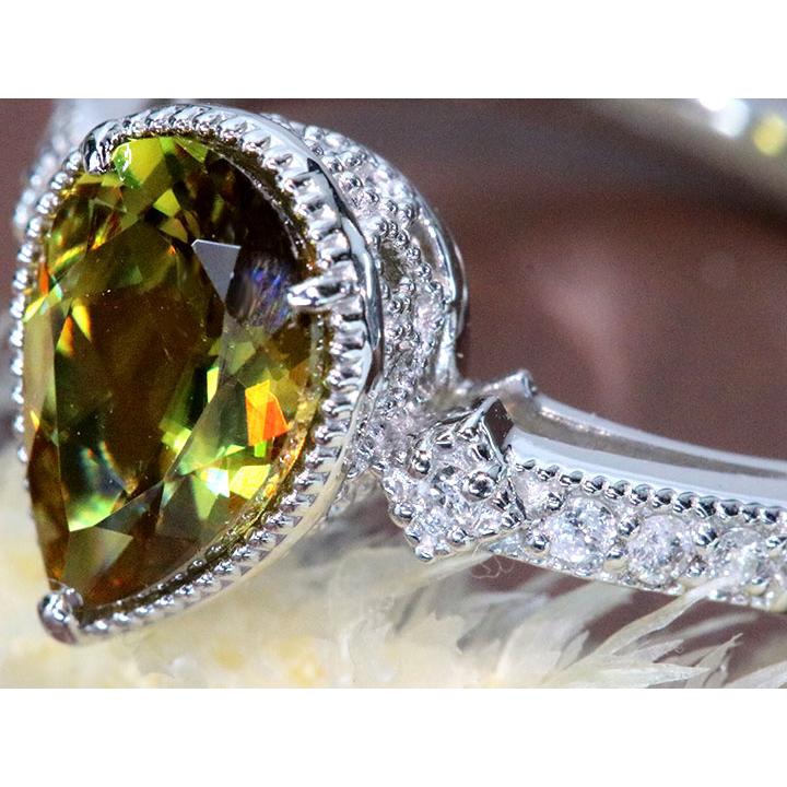 リング 指輪 スフェーン ダイヤリング Pt900 スフェーン ダイヤモンド  