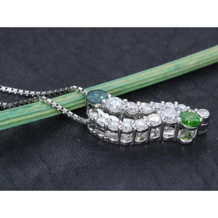 アレキサンドライト 0.13ct デマントイドガーネット0.12ct PT900/PT850  