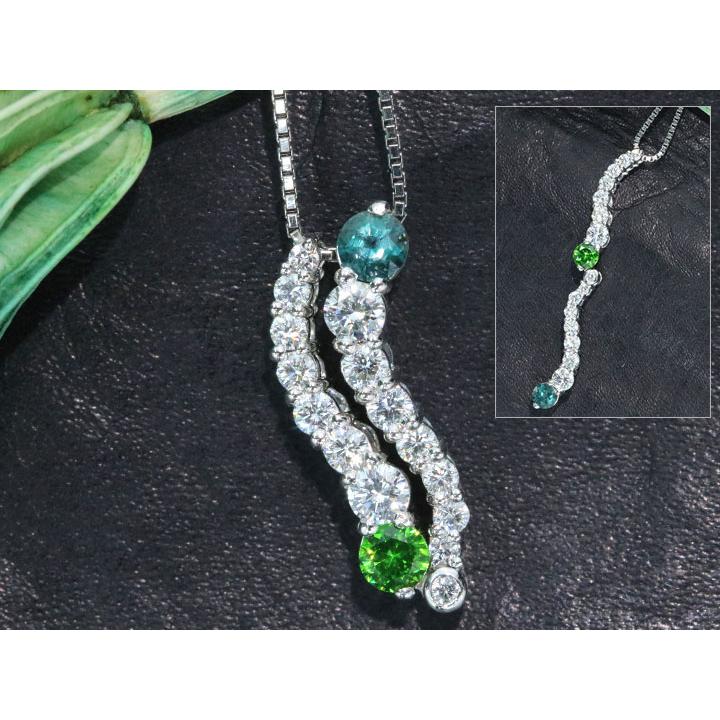 アレキサンドライト 0.13ct デマントイドガーネット0.12ct PT900/PT850  