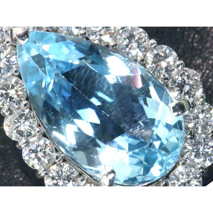 アクアマリン 3.780ct サンタマリアカラー ダイヤモンド 0.93ct PT900 
