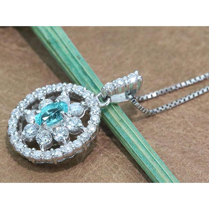 パライバトルマリン 0.14ct ダイヤモンド 0.38ct PT900/PT850 プラチナ  