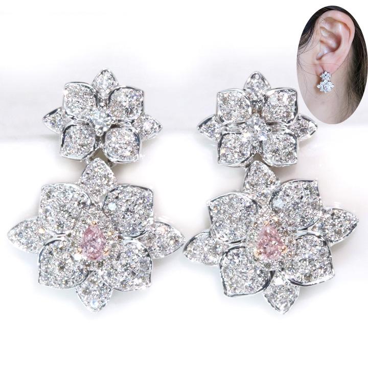 ピンクダイヤモンド 合計0.141カラット 華やか ダイヤモンド 合計1.00  