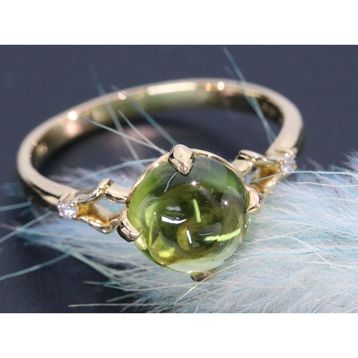 K18YG 指環2つセットペリドットとパライバトルマリン