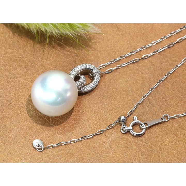 白蝶真珠パール 13.1ミリ位 ダイヤモンド 0.53カラット K18WGホワイト  