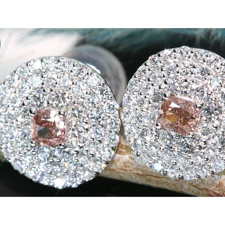 ピンクダイヤモンド 0.123ct・0.121ct FANCY ORANGY PINKのペア ダイヤ