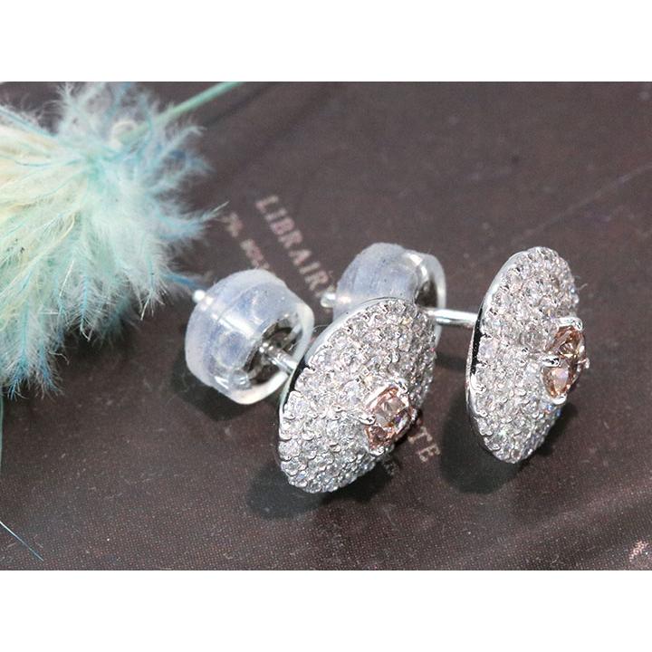 ピンクダイヤモンド 0.123ct・0.121ct FANCY ORANGY PINKのペア ダイヤ