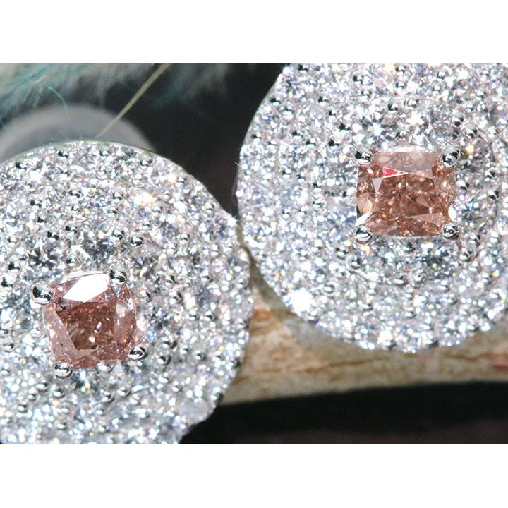ピンクダイヤモンド 0.123ct・0.121ct FANCY ORANGY PINKのペア ダイヤ
