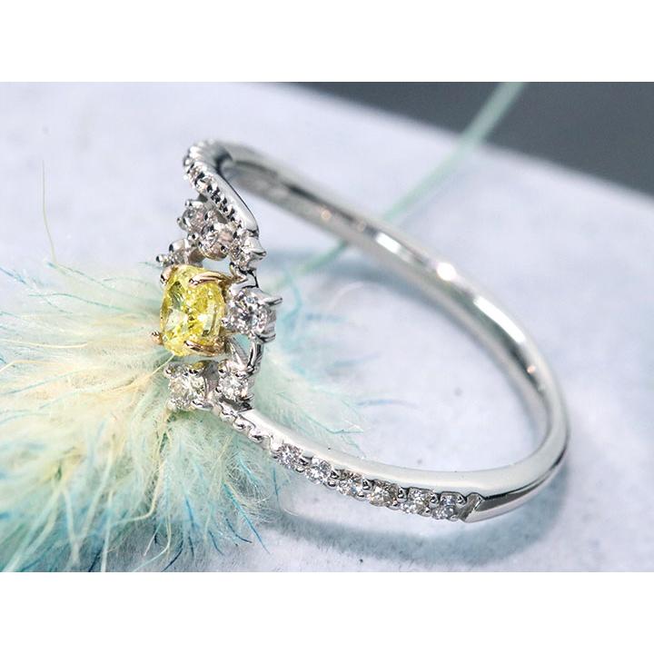 イエローダイヤモンド 0.195ct FANCY INTENSE YELLOW　I1 ハート＆キューピット H＆C ダイヤモンド0.15ct PT950/K18YGリング・指輪 1点もの｜ycollection｜04