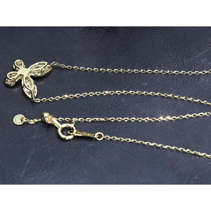 ダイヤモンド 0.25カラット  K18YG イエローゴールド ペンダントネックレス バタフライ 蝶モチーフ パヴェ 受注品の画像